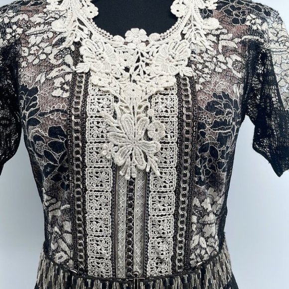 Anthropologie Bryan lars lace Melange Pencil Dress unique patchwork sz 2 - Picture 8 of 14